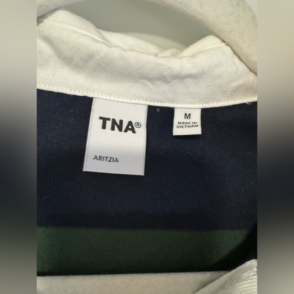 Aritzia cropped rugby polo shirt GREEN AND NAVY size M oversized - Picture 5 of 7